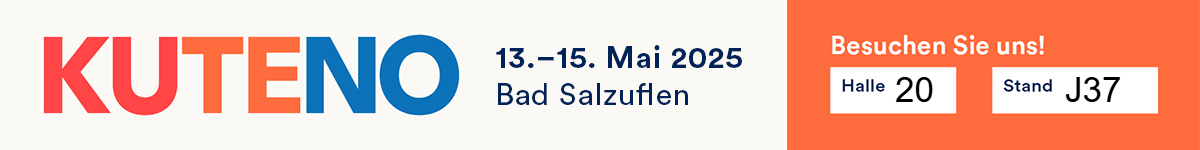 KUTENO Messe Banner mit Logo und Standinfos.